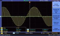 capture d'écran d'un oscilloscope numérique au cours d'une expérience d'échantillonage