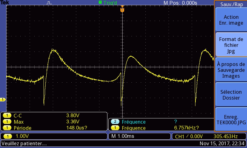 capture d'écran de l'oscilloscope numérique
